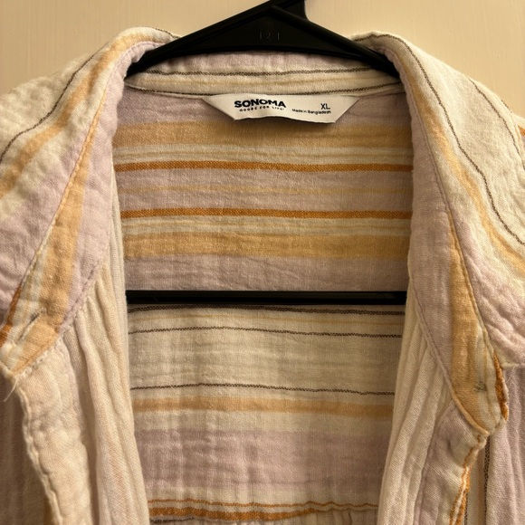 Sonoma 100% Cotton Summer Lightweight Striped Pastel Top XL - Picture 4 of 6